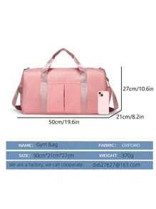 1 pièce Grand sac d'entraînement, sac de voyage, sac de gym, bagage de vacances de fin de semaine, compartiment séparé pour chaussures sèches et humides. Sac cabine adapté aux voyages d'affaires, aux vacances, aux loisirs en extérieur, au ski, aux séjours, aux sports, à l'école, aux week-ends, aux couples.