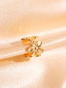 1 peça brincos de orelha femininos elegantes, simples, com design de flores personalizado, em tom dourado, adequados para uso diário, eventos e festas