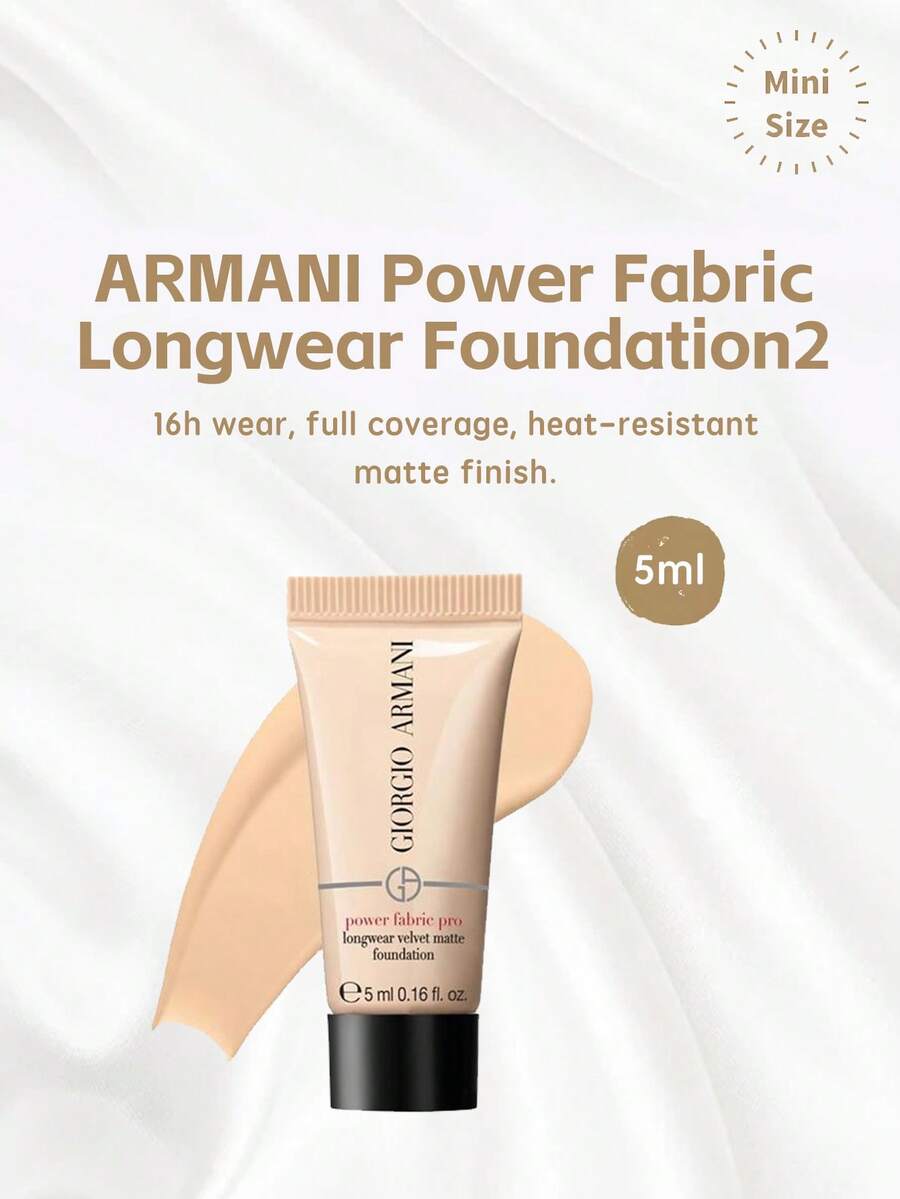 ARMANI Flawless Lasting Foundation 2# 5ml (Sample), 16-Hour Wear, Full Face Coverage, Heat-Resistant Matte Finish - Flawless Long-lasting White - View 1