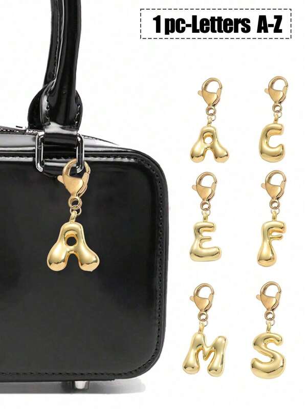 1pc Cute Necklace Pendant Bag Pendant-Lucky Crystal Pendant, Alphabet Letters A-Z, Shiny Alloy Bag And Backpack Pendant-Perfect Gift For Birthdays And Special Occasions, Key Chain Ring Bag Backpack Pendant Car Pendant Gift For Ladies And Girls, Wallet And Handbag Accessories.
