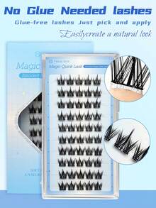 50簇自粘式狗形假睫毛，自然分叉假睫毛，C型卷翘 - 无需胶水，轻盈舒适，适合日常佩戴，3秒轻松佩戴，自粘式无需胶水假睫毛 - 3秒快速按压式假睫毛，牢固持久，可重复使用 - C - 查看 1