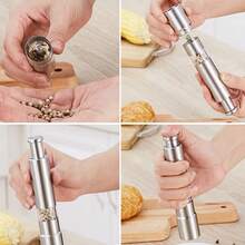 Stainless Steel Manual Mini Grinder - Press-Down Spice, Pepper & Coarse Salt Mill With Ergonomic Handle, Compact Portable Design For Fresh Grinding - No Electricity/Battery Needed, Easy-Clean Kitchen Tool For Home & Travel