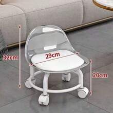 Living Room Swivel Chair Stool With Wheels, Low Footrest Multifunctional Rolling Slouchy Stool With Backrest, Home Use