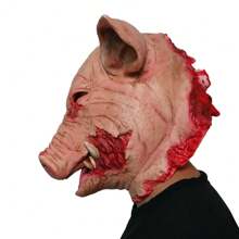 1pc Horror Pig Cosplay Prop With Hair, Pig Head Mask For Makeup, Masquerade Party, Holiday Decoration, Latex Rotten Pig Face Mask Halloween