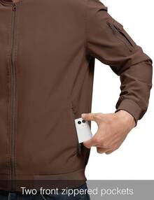 Rdruko - chamarra de bombardero ligera para hombre, estilo casual - Azul Marino - Ver 5