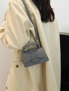 Solid - Colored Mini Women's Hand - Held And Cross - Body Bag - Fashionable Leather - Unique Design - Suitable For Fashion - Forward Women - An Ideal Choice For Daily Trips And Social Activities. - Grey - View 4