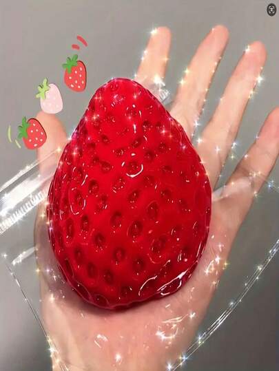 1pc Solid Strawberry Squeeze Toy, High Quality Glossy Large Strawberry Stress Relief Toy, Silicone Simulation Toy, Fidget Toy, Breathable Toy, Large Strawberry Squeezer, Simulated Silicone, Doughy Texture, Aesthetically , Handmade Stress Relief Food Toy DIY, Easter, New Year Gift, Suitable For Office Environment Pressure, Soft Toy, Soft, (Random Outer Packaging, Random Style And Color) Valentine's Day, Birthday Gift, 2025 New Year, Back To School Supplies, Back To School Season Gift