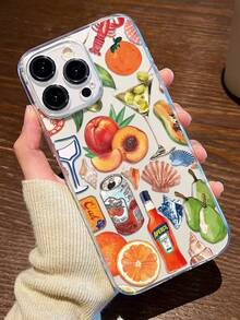 1 件水果饮料图案透明防震 TPU 手机壳，适用于 Apple 手机系列 - 彩色 - 查看 1