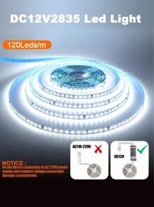 Fita de LED 12V ultrabrilhante - SMD 2835, 196,85 polegadas, 120 LED/m, iluminação flexível branca quente para quarto, cozinha, festas e muito mais, luzes decorativas