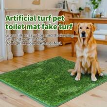 1 件宠物狗厕所可水洗人造草坪狗如厕训练装置 18*28 英寸，耐用 EVA 材料，绿色和黄色设计适合室内/室外使用，非常适合露营帐篷和宠物训练，人造草坪训练厕所和排便奇迹