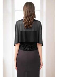 Coucoland Shawl Wraps Women - Sheer Chiffon Shawl Elegant Soft Wraps Evening Dress Wedding - 黑色 - 查看 6