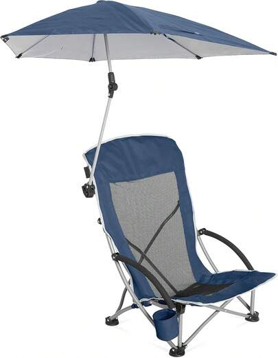 Sport-Brella Beach Chair Midnight Blue UPF50+ With Adjustable Sunshade