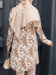 Koszula z nadrukiem i guzikami w dużym rozmiarze, damska bluzka z długim rękawem