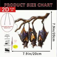 1pc, Three Bats Colorful Window Hanging Sun Catcher With Inverted Branches, Acrylic Sign 7.9in X 7.9in, Suitable For All Season Decorations, Home Decorations, Indoor And Outdoor Decorations, Garden Decorations, Birthday Gifts For Friends And Family