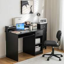 GOFLAME Computer Desk Home Office Workstation With Display Shelf And Drawer - Black - View 9