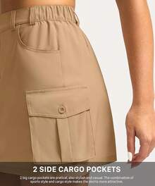 Women's Skort 5 Pockets Cargo Skirt Skirts Skorts Women Casual Summer Hiking - 深卡其色 - 查看 2