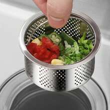 سلة منقي حوض المطبخ من الصلب المقاوم للصدأ، مصفاة صرف المياه للمنع السدات، رف تجفيف الأطباق ووعاء لغسل الخضروات