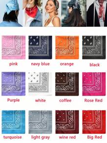 1pc Polyester Paisley Neckerchief, Versatile Bandana, Hip Hop Rock Outdoor Headwear, Mask Accessory, Scarf For Cycling Hiking Windproof Sun Protection, Unisex Lightweight Woven Headband, Machine Washable & Dry Clean, Cool Fashion Headwrap