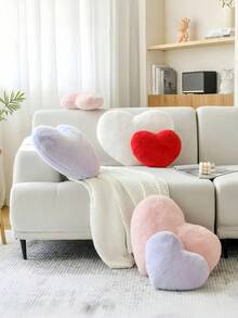 Valentine's Day Heart-Shaped Pillow Soft Pink Heart-Shaped Cushion Adorable Faux Rabbit Fur Decorative Pillow, Perfect For Valentine's Day Bedroom, Sofa, Bed, And Other Home Decor, A Valentine's Gift For Your Loved One - Mauve Purple - View 6