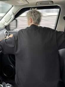 200g Pure Cotton Oversized T-Shirt Black SHISUI Graphic Print Machine Washable - Black - View 2