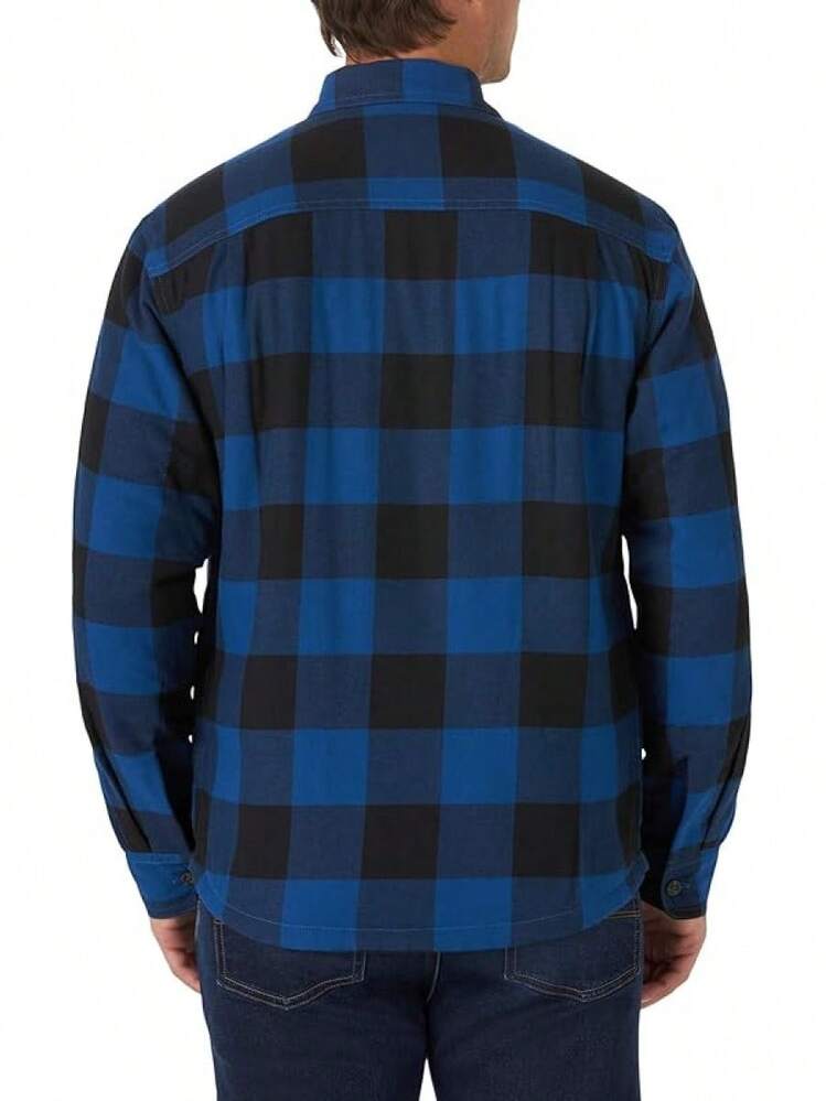 Men's Long Sleeve Sherpa Lined Shirt - Fashionable & Warm - Trâu xanh - Xem 2