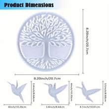 4 Sets Of Epoxy Resin Molds Of The "Tree Of Life" With Hummingbirds, Silicone Resin Wall Art Molds Of The "Tree Of Life", DIY Hand Tools (White) - 白色 - 查看 3