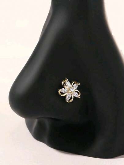 1pc Fashion Delicate Cute Golden Flower Nose Ring/Piercing For Women, Everyday Wear Nose Accessory