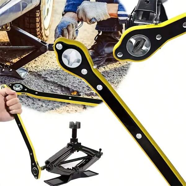 Chave de catraca de fácil manuseio, 1 peça - Cabo longo, botão bidirecional de 360°, para troca rápida de pneus - adequada para carros, motocicletas, bicicletas e SUVs, chave de parafuso tipo tesoura, economiza trabalho