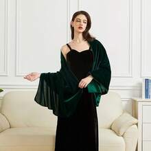 Women's Velvet Shawl And Wrap Wedding Bridal Bridesmaid Outwear Evening Party Prom Dress Accessories Scarf - Màu xanh lá cây đậm - Xem 3