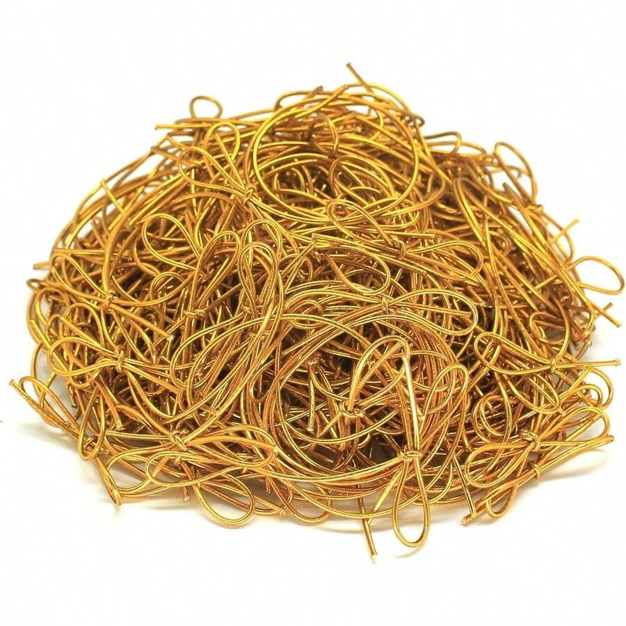 QY 200 Pcs Stretch Loops Metallic Elastic Cord Pre Tied Ornament Strings Elastic Ribbon For Tags String Bows For Gift Wrapping Crafts Tags Boxes Bow Gold 8 Inch 200pcs 1439 - 金色 - 查看 1