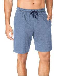 Hombres, 2 unidades de pantalones cortos de algodón para dormir, 5 pulgadas de entrepierna, cómodos y transpirables, colores surtidos - Azul jaspeado/azul marino brillante - Ver 11