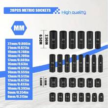 50pcs 3/8" Drive Impact Socket Set, Chrome Vanadium Steel Hex Design Including SAE Sizes From 1/4" 5/16" To 3/4" And Metric 8mm To 22mm, Equipped With Ratchet Wrench, Extension Bar, Adapters