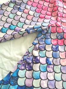 Girls Mermaid Scale Flare Pants, Mermaid Princess Print Cute Stretchy Slim Fit Casual Trousers For Young Girl - Blue - View 5