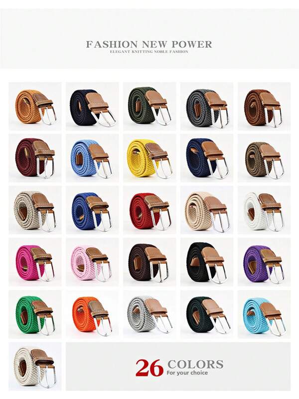 1 pieza Cinturón elástico de 26 colores y 3 tamaños (Ancho 3,3 cm, Largo 107 cm, 120 cm, 130 cm), Cinturón elástico tejido de moda para hombres y mujeres, para Halloween, casual, negocios, calle, bohemio, occidental, al aire libre, regalo para hombres, esposo, novio, padre, papá, Navidad