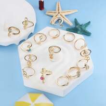 1 pieza/Set de 3 piezas Anillos de dedo ajustables para mujeres con piedras de CZ, cristales, flor y diseño de flecha abierta para joyas de pie de verano en la playa