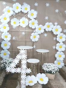 Set de 22 globos blancos con margaritas, globos de aluminio con forma de girasol, adecuado para fiestas con temática de jardín, fiestas de cumpleaños, decoración de aula, lindas decoraciones con globos de margaritas