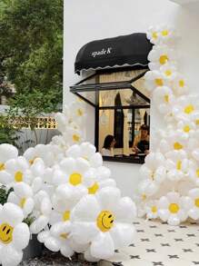 Set de 22 globos blancos con margaritas, globos de aluminio con forma de girasol, adecuado para fiestas con temática de jardín, fiestas de cumpleaños, decoración de aula, lindas decoraciones con globos de margaritas