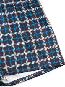 10 条装复古经典格纹印花休闲松紧腰宽松舒适弹力百慕大短裤，适合运动、海滩、居家、日常穿着 - 彩色 - 查看 4