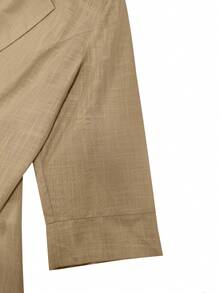 Women's Plus Size Stylish Brown Blazer - Polyester, Long Sleeve, Single Button, Pocket, Elegant Design For Spring/Summer, Casual Attire|Elegant Blazer|Polyester Blazer - Khaki - View 3