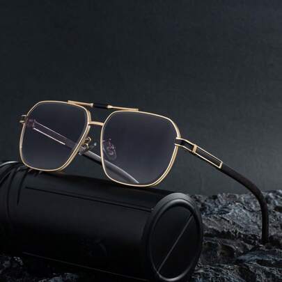 1 pièce nouvelle lunettes de mode rétro à monture carrée pour hommes, lunettes de mode vintage chics et élégantes pour soirée et tous les jours, branches effet bois grain, protection UV haut de gamme, lunettes de mode pour la conduite