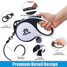 New Fiyade 8m Retractable Lead With 2 Chew Proof Cable Steel Chain Double Extendable For Medium Large Dog Up To 110lbs - White - View 4