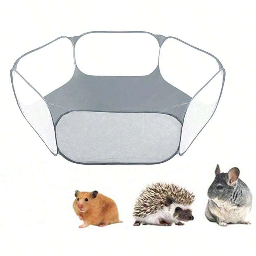 6-Panel Foldable & Portable Pet Playpen For Cats, Hamsters, Rabbits, Hedgehogs, Suitable For Outdoor & Indoor Use - Grey - View 1