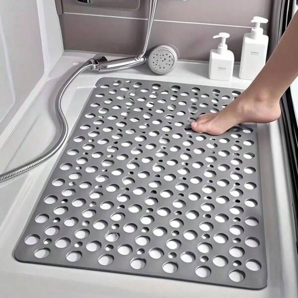 1 Stück 31,1"x18,1" PVC Anti-Rutsch Badewannen Matte, maschinenwaschbare Dusch Anti-Rutsch Matte, Badewannen Matte mit schneller Drainage, rutschfeste Badewannen und Dusch Matte mit Saugnäpfen und Ablaufloch, weiche maschinenwaschbare Anti-Rutsch Badewannenmatte