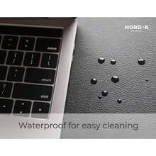 Nordik - Tapete de piel de corcho para computadora, organizador de cables (89 x 43 centímetros), tapete extendido de alta calidad para mouse, para accesorios de oficina o en el hogar, protector para computadora y tapete antideslizante de piel vegana para computador. - Guijarro Negro corcho - Ver 8