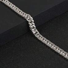 1 件 Hiphop 1:1 NK Chain 不锈钢手链，时尚设计，奢华简约风格，适合女性参加派对、休闲场合 - 銀色 - 查看 6