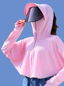 1 Stück Sonnencreme Kapuzen Ant-UV Mantel mit abnehmbarer Gesichtsschutzschild zum Radfahren Outdoor im Sommer