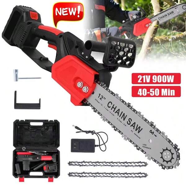 12" Cordless Chainsaw 21V Brushless Electric Handheld Chain Saw W/Battery&Charge