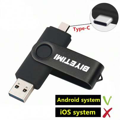BIYETIMI محرك أقراص فلاش نوع C USB 2.0 OTG سعة 64 جيجابايت 32 جيجابايت للهواتف الذكية واللوحات الرقمية سعة 128 جيجابايت سعة فعلية