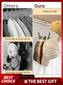 5 pezzi Organizzatore per cappellini, Rastrelliera appendi cappelli per armadio del dormitorio, Portacappelli multifunzionale, Porta cappelli da parete salvaspazio per armadio del dormitorio, ufficio, viaggio, auto - Accessori in acciaio rivestiti in PVC antiscivolo moderni (nero/bianco/grigio/rosa)