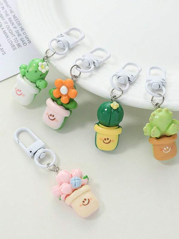 1pc Artificial Succulent Plant Keychain, Protective Earphone Case, DIY Phone Case Chain, Car Hanging Decor